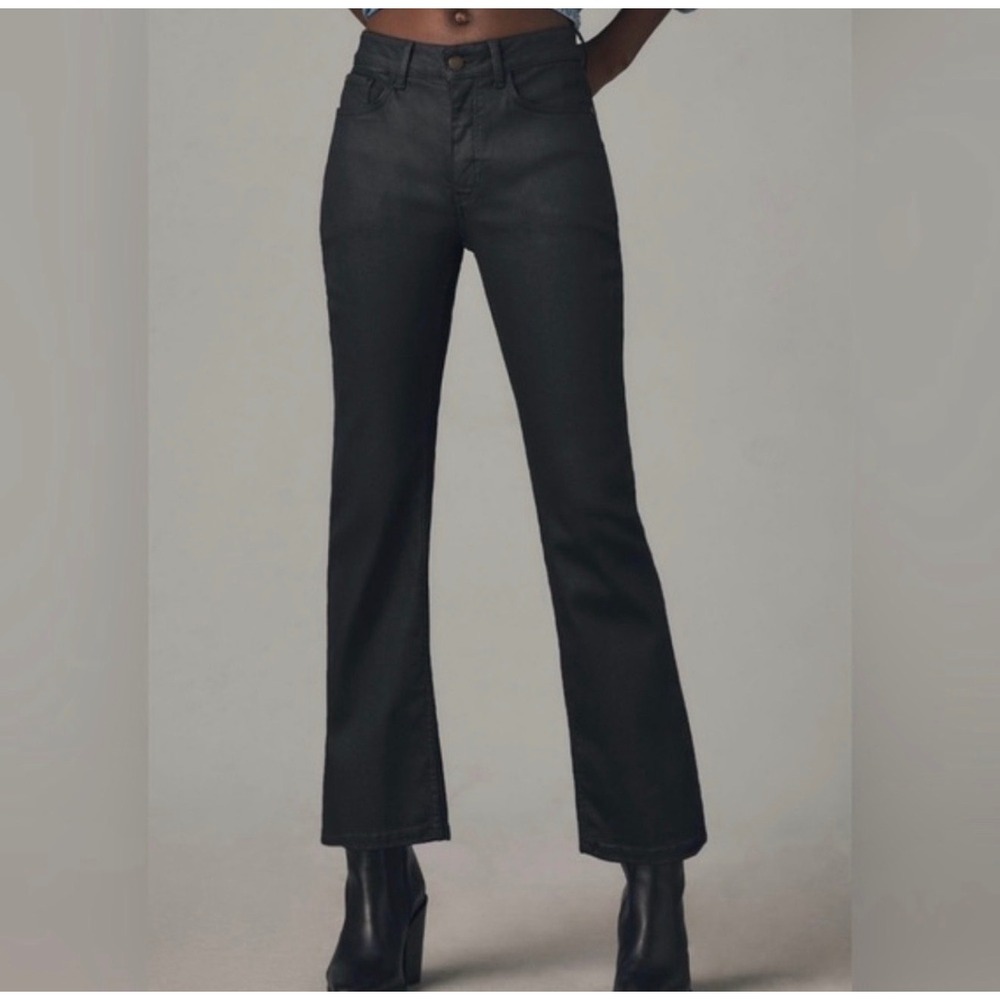 Anthropologie PILCRO Yaya Black Coated Flare‎ Jeans Womens Size 30 Bootcut Denim